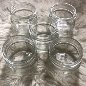 Five Small Clear Glass Mason Jars
